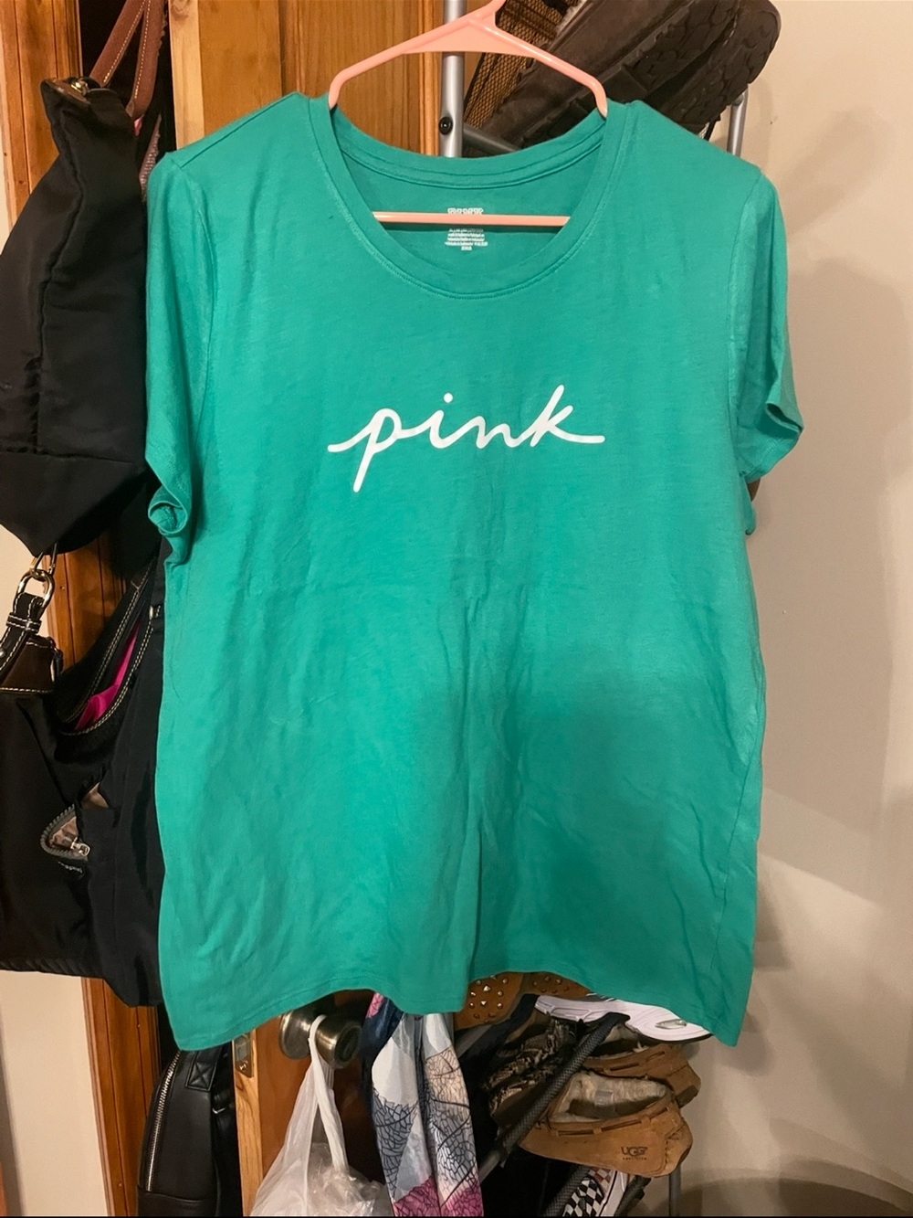 Victoria's Secret Teal Short Sleeve Tee with White Logo
